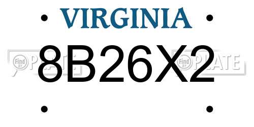 8B26X2 Virginia License Plate