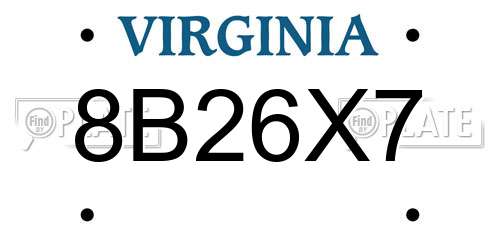 8B26X7 Virginia License Plate