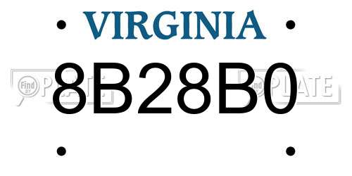8B28B0 Virginia License Plate