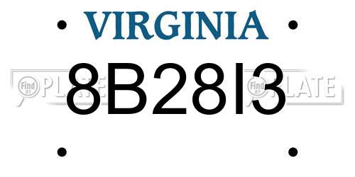8B28I3 Virginia License Plate