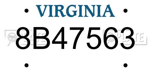 8B47563 Virginia License Plate