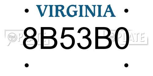8B53B0 Virginia License Plate