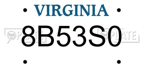 8B53S0 Virginia License Plate