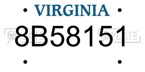 8B58151 Virginia License Plate
