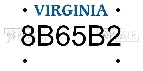 8B65B2 Virginia License Plate