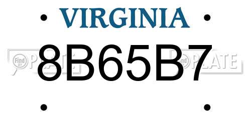 8B65B7 Virginia License Plate