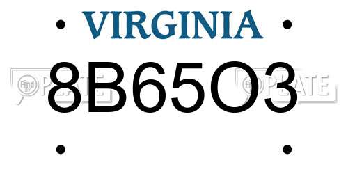 8B65O3 Virginia License Plate