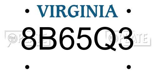 8B65Q3 Virginia License Plate