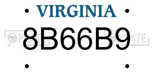 8B66B9 Virginia License Plate