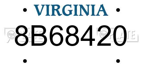 8B68420 Virginia License Plate