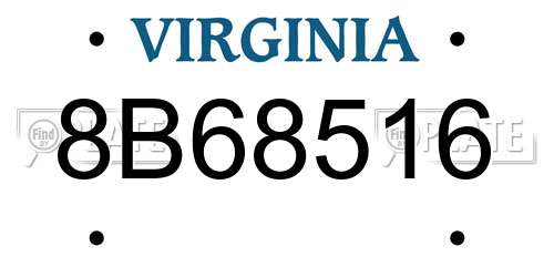 8B68516 Virginia License Plate
