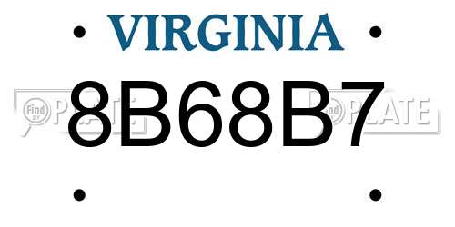 8B68B7 Virginia License Plate