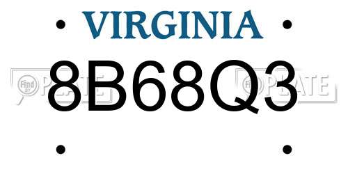 8B68Q3 Virginia License Plate