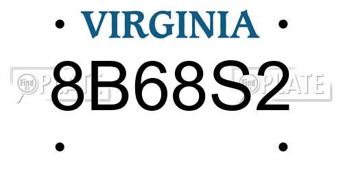 8B68S2 Virginia License Plate