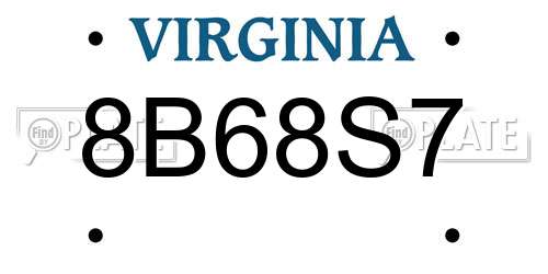 8B68S7 Virginia License Plate