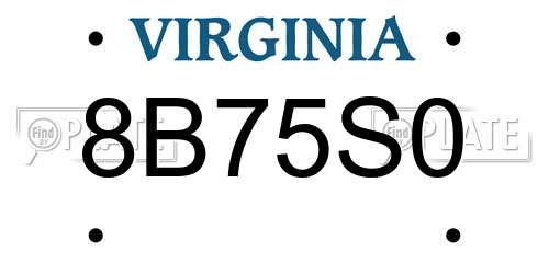 8B75S0 Virginia License Plate