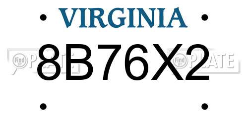 8B76X2 Virginia License Plate