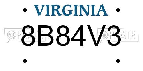 8B84V3 Virginia License Plate