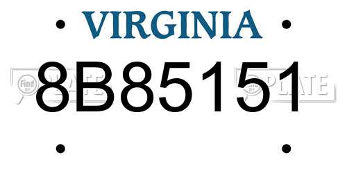 8B85151 Virginia License Plate