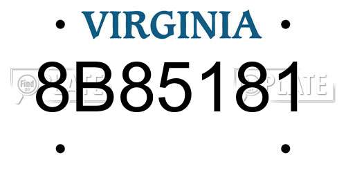 8B85181 Virginia License Plate