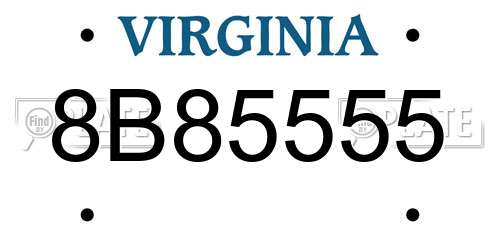 8B85555 Virginia License Plate