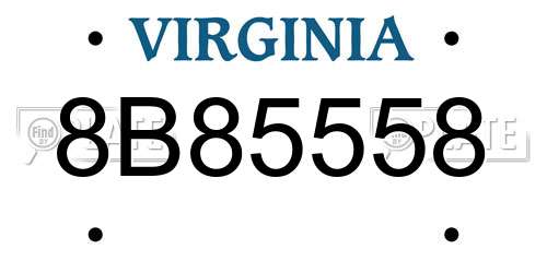 8B85558 Virginia License Plate