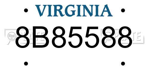 8B85588 Virginia License Plate