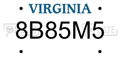 8B85M5 Virginia License Plate