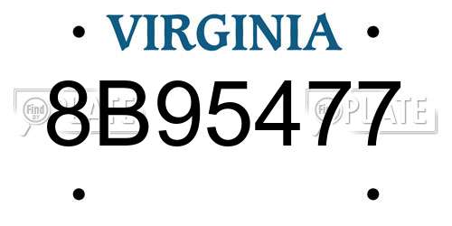 8B95477 Virginia License Plate