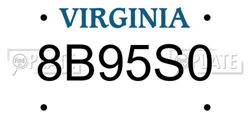 8B95S0 Virginia License Plate