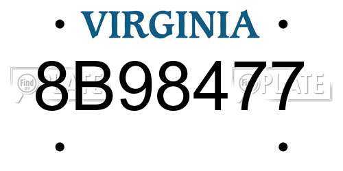8B98477 Virginia License Plate