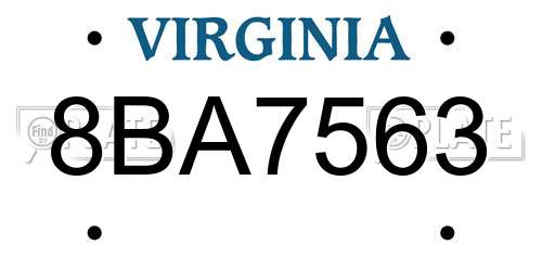 8BA7563 Virginia License Plate
