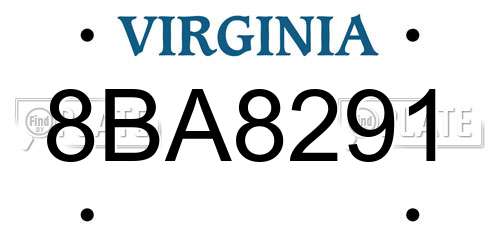 8BA8291 Virginia License Plate