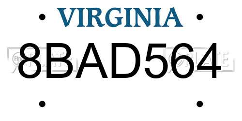 8BAD564 Virginia License Plate