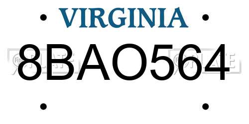 8BAO564 Virginia License Plate