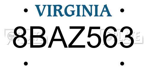 8BAZ563 Virginia License Plate