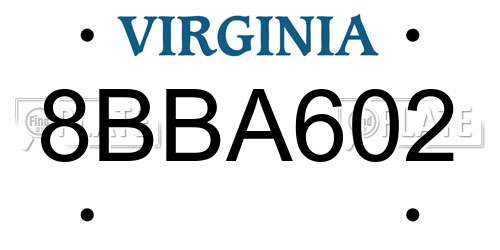 8BBA602 Virginia License Plate