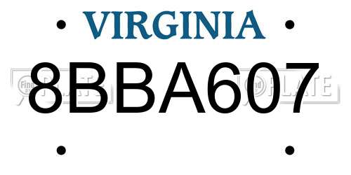 8BBA607 Virginia License Plate