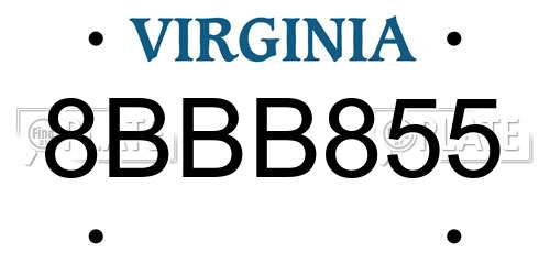 8BBB855 Virginia License Plate