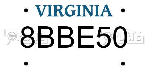 8BBE50 Virginia License Plate