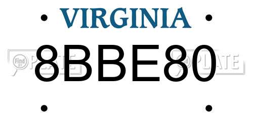 8BBE80 Virginia License Plate