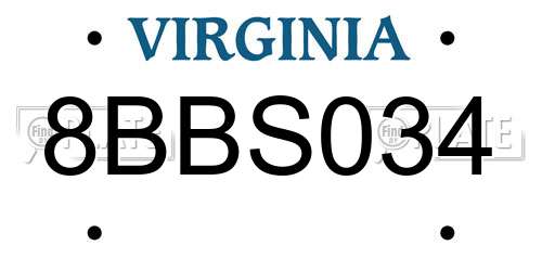 8BBS034 Virginia License Plate