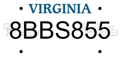 8BBS855 Virginia License Plate