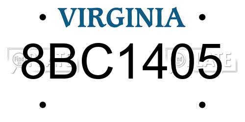 8BC1405 Virginia License Plate