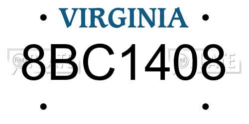 8BC1408 Virginia License Plate