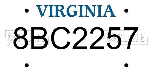 8BC2257 Virginia License Plate