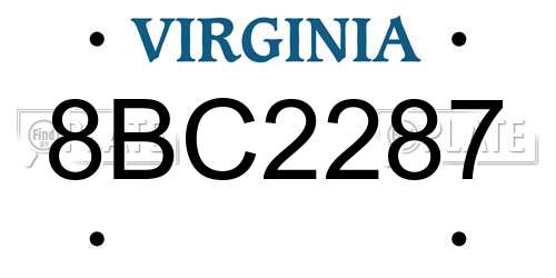 8BC2287 Virginia License Plate