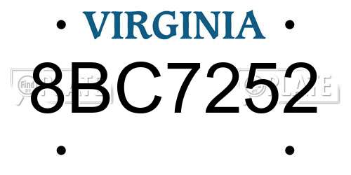 8BC7252 Virginia License Plate
