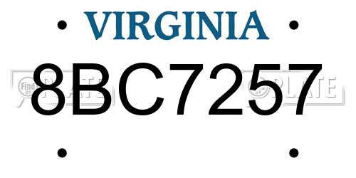 8BC7257 Virginia License Plate
