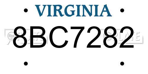 8BC7282 Virginia License Plate
